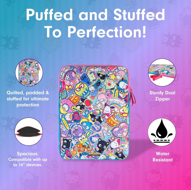 Sonix x Sanrio | Puffy Laptop Sleeve | 15-16 Inch, Quilted Pillow Puffer Laptop Carrying Case, Computer Sleeve | Hello Kitty & Friends Stickers - Image 3